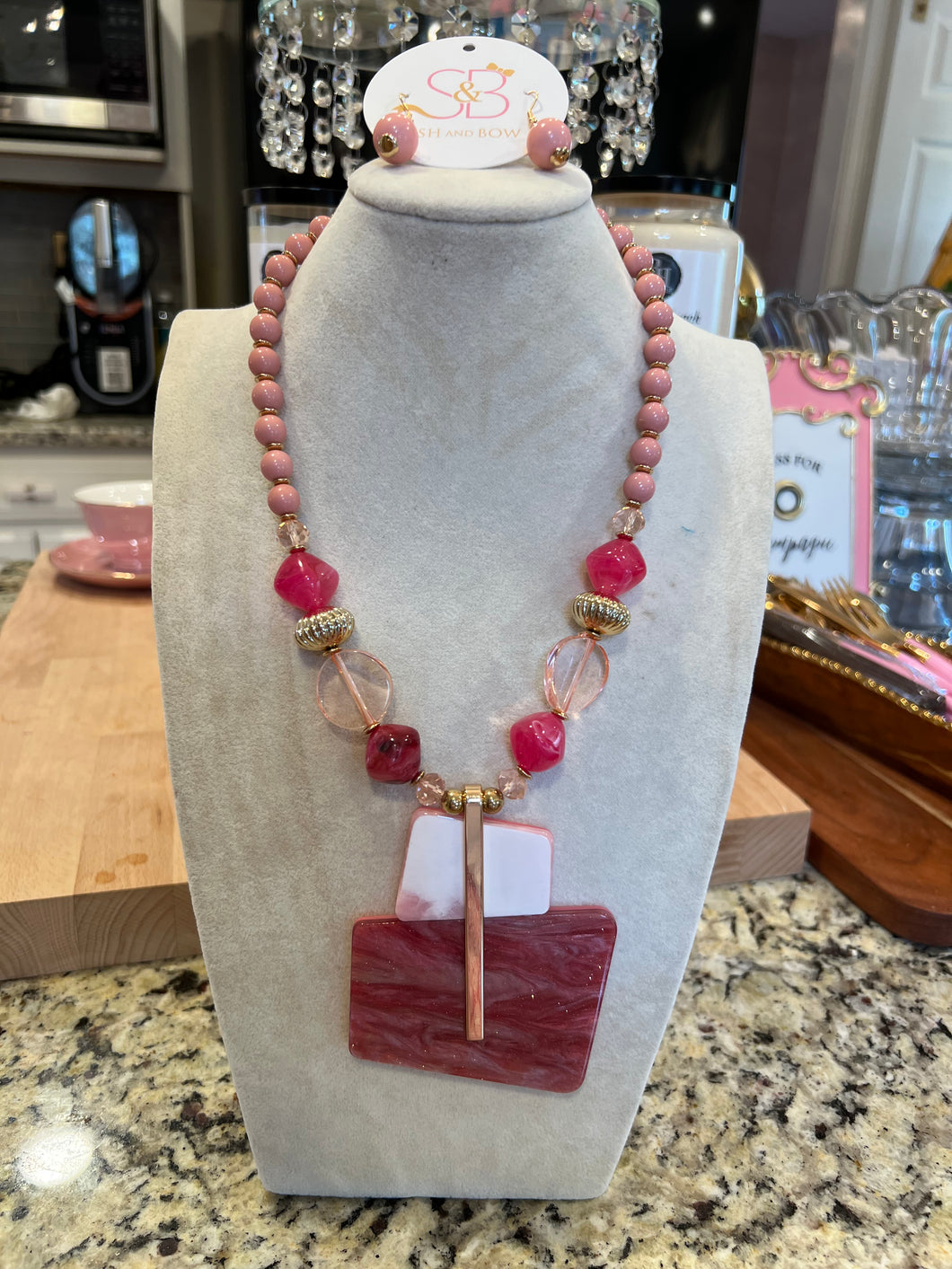 Pink Abstract Necklace