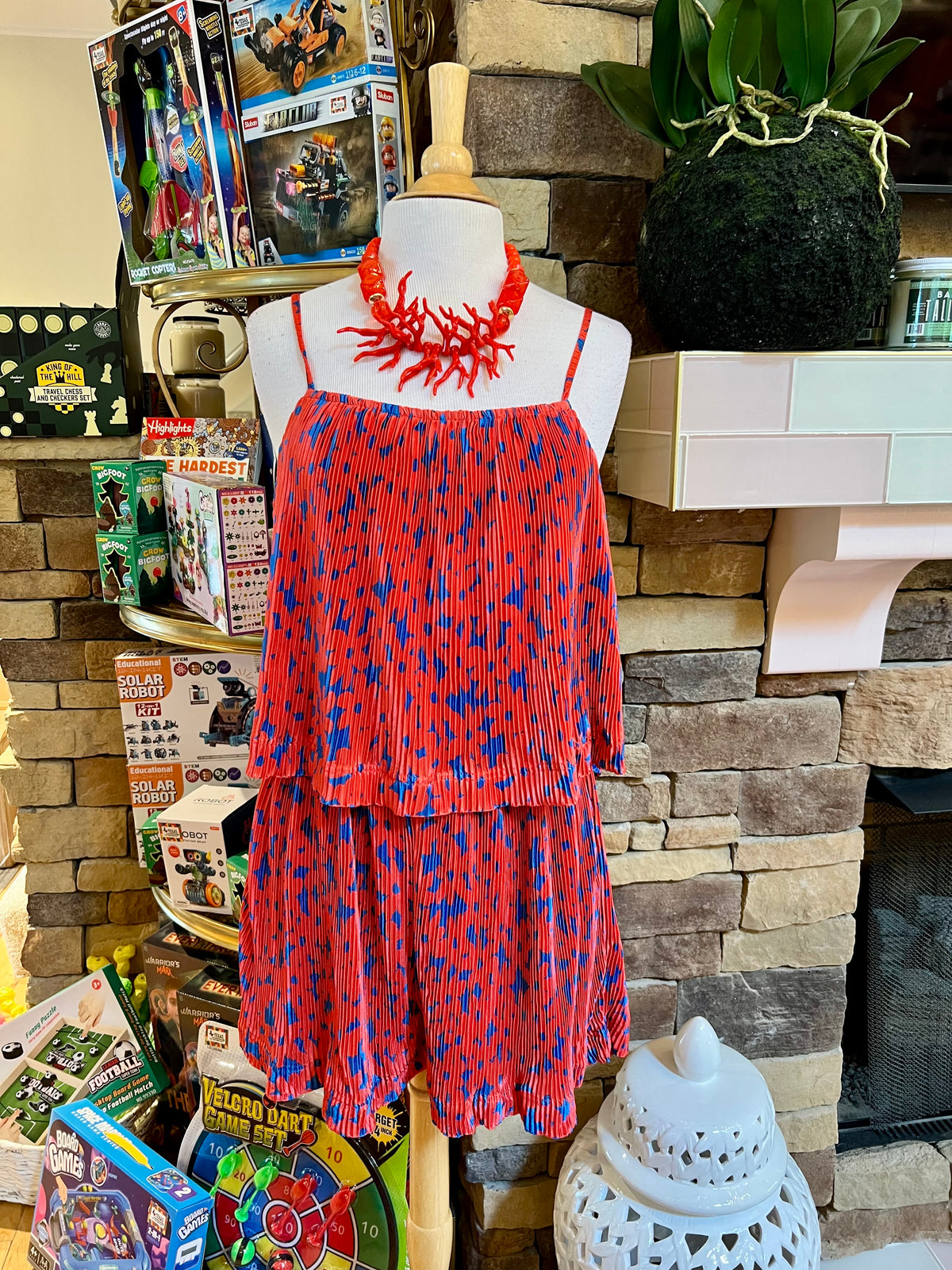 Tomato Red & Blue Romper
