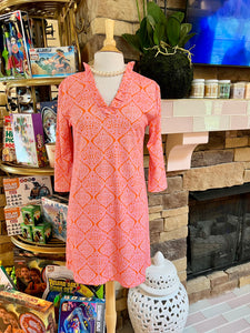 Pink & Orange Damask Dress