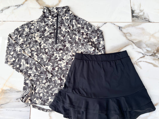 Black Floral Skort Set