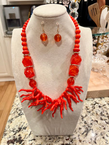 Red Coral Necklace Set