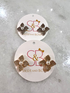 Rhinestone & Pearl Flower Earring