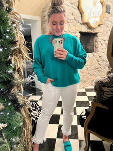 OMG ZoeyZip Straight Leg Crop with Bottom Fringe