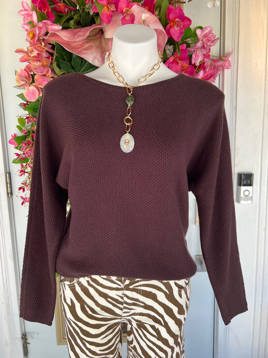Chocolate Brown SeedStitch Sweater