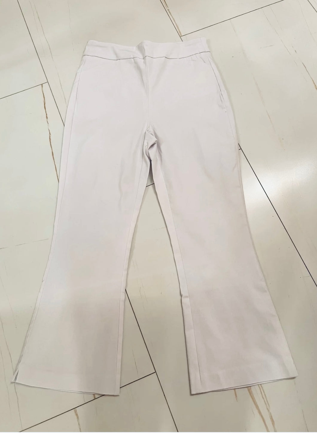 White Crop Flare Pull On Pant