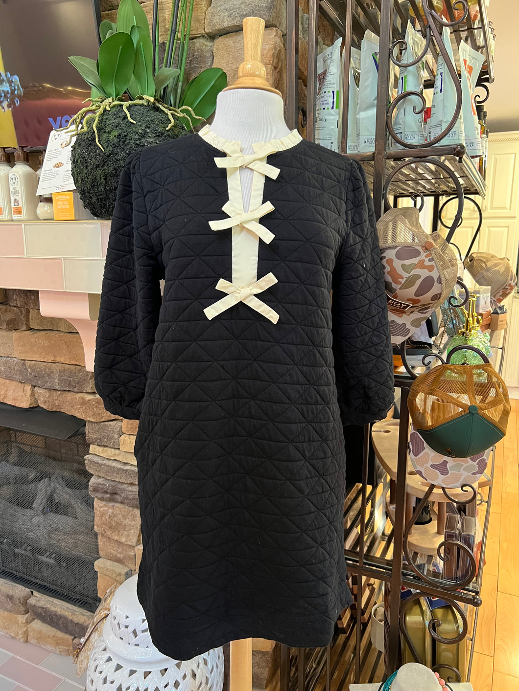 Black Quilted Dress w/Bows
