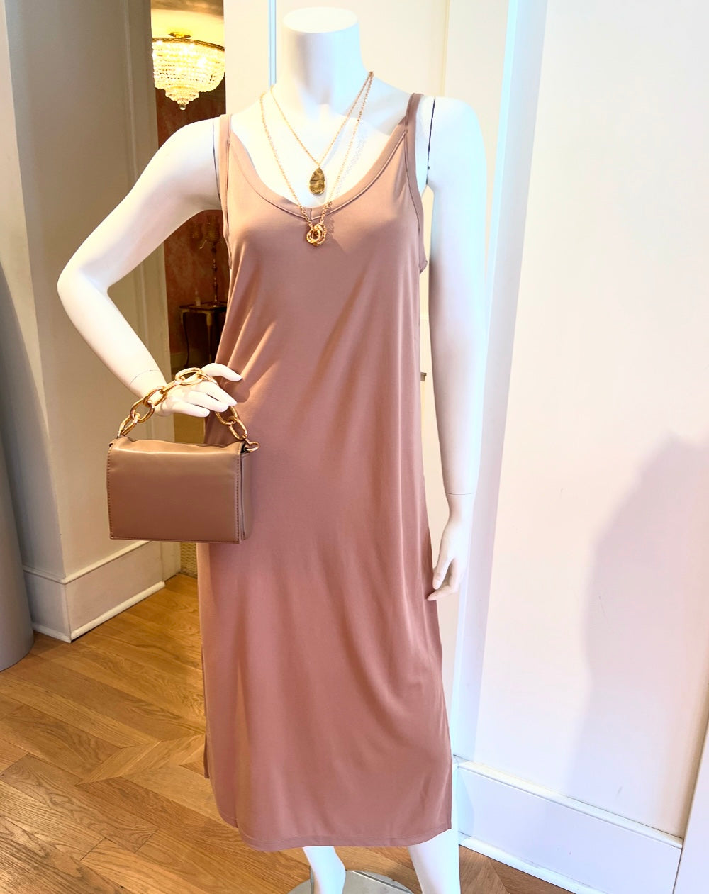 Tan Midi Tank Dress