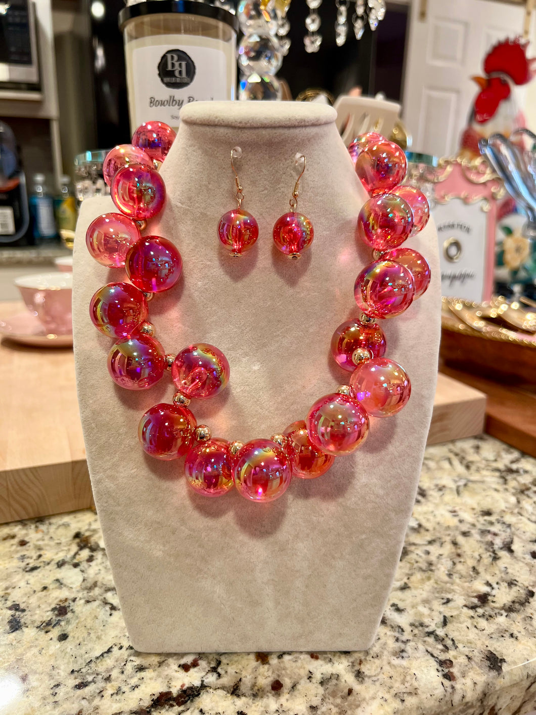 Pink Bauble Necklace Set