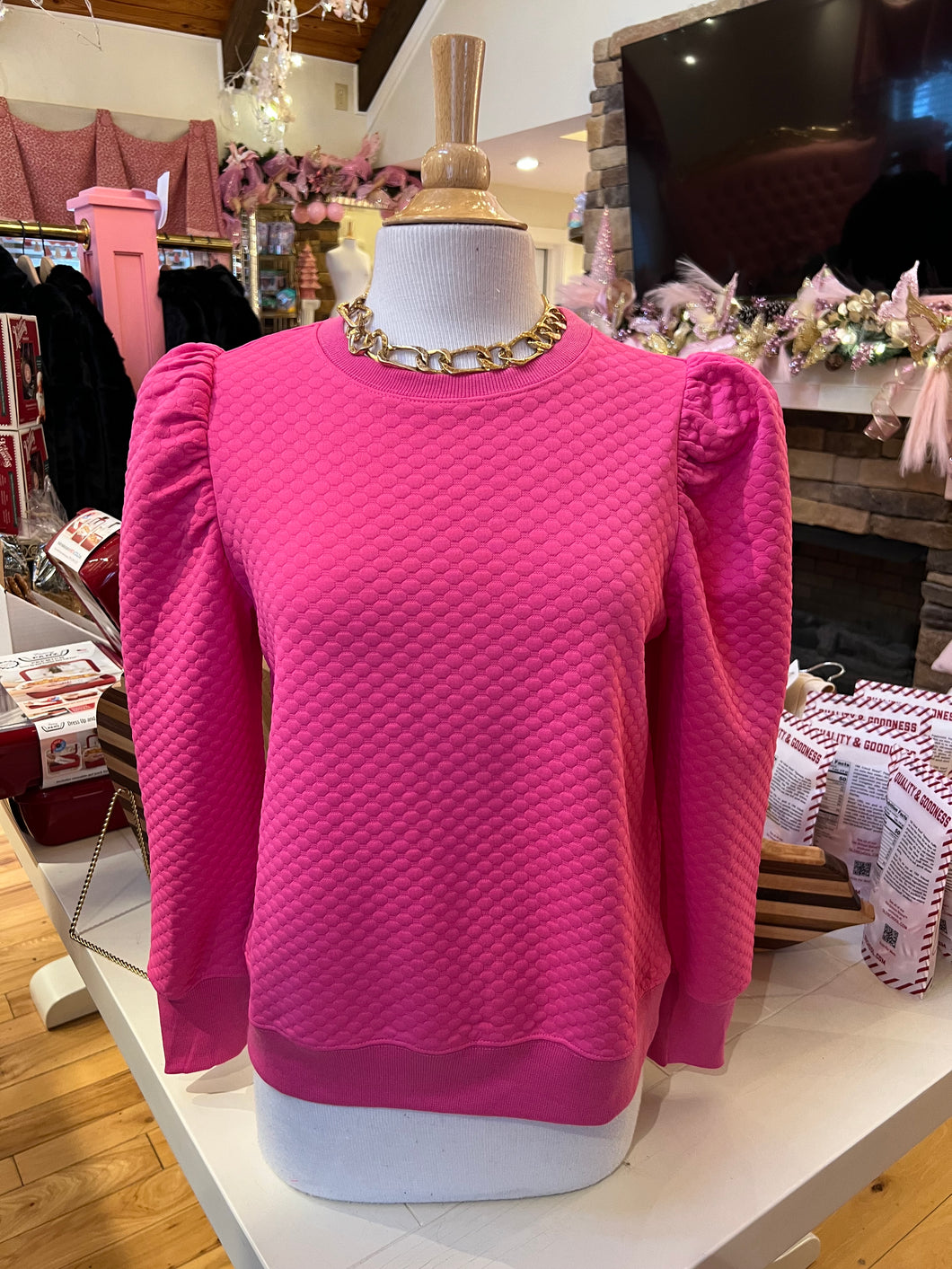 Hot Pink Puff Sleeve Top