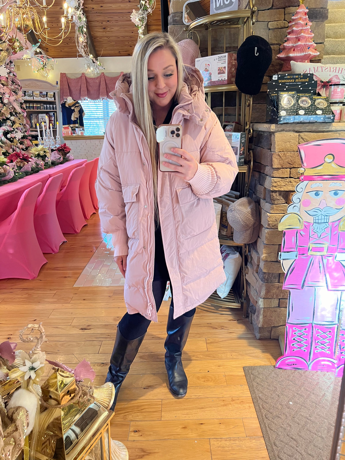Dusty Rose Down Puffer Jacket