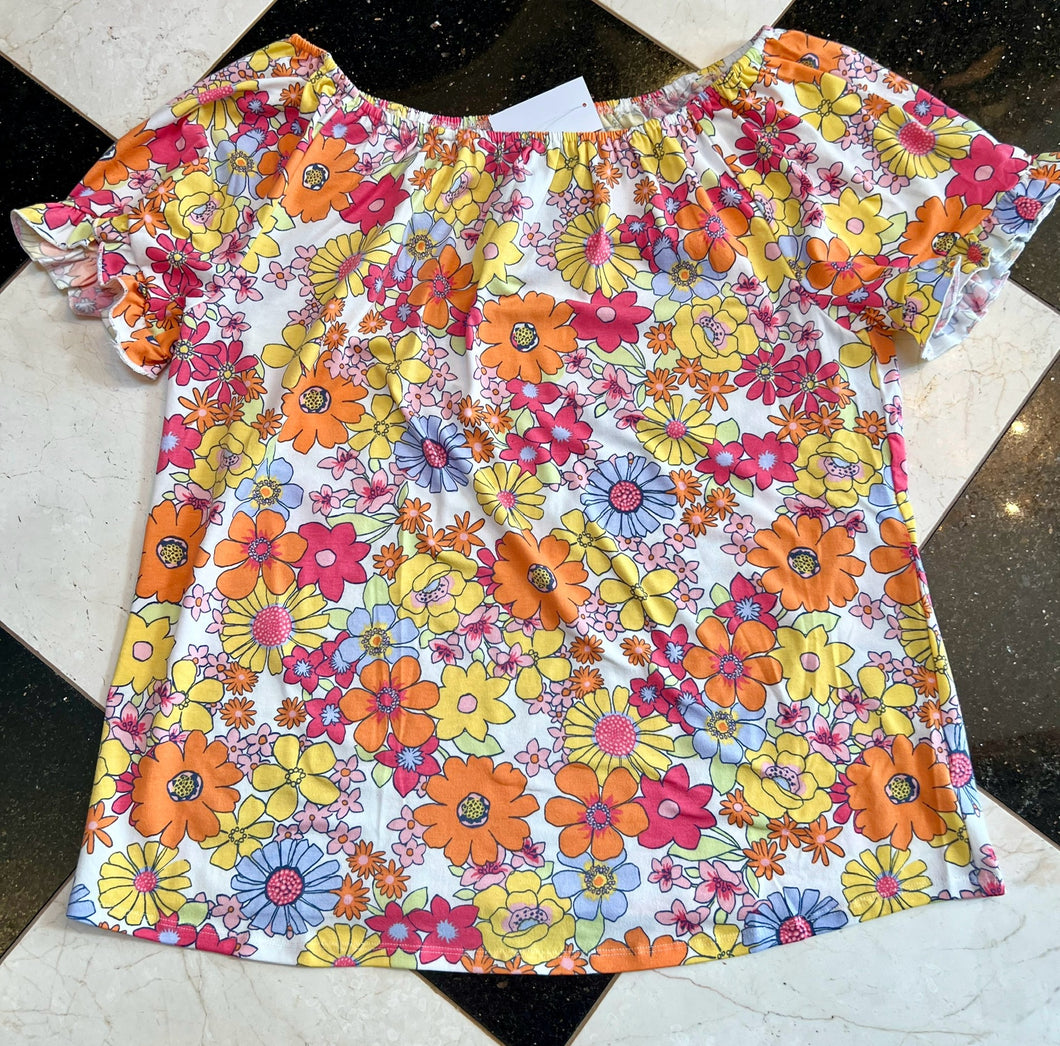 Floral Ruffle Sleeve Top