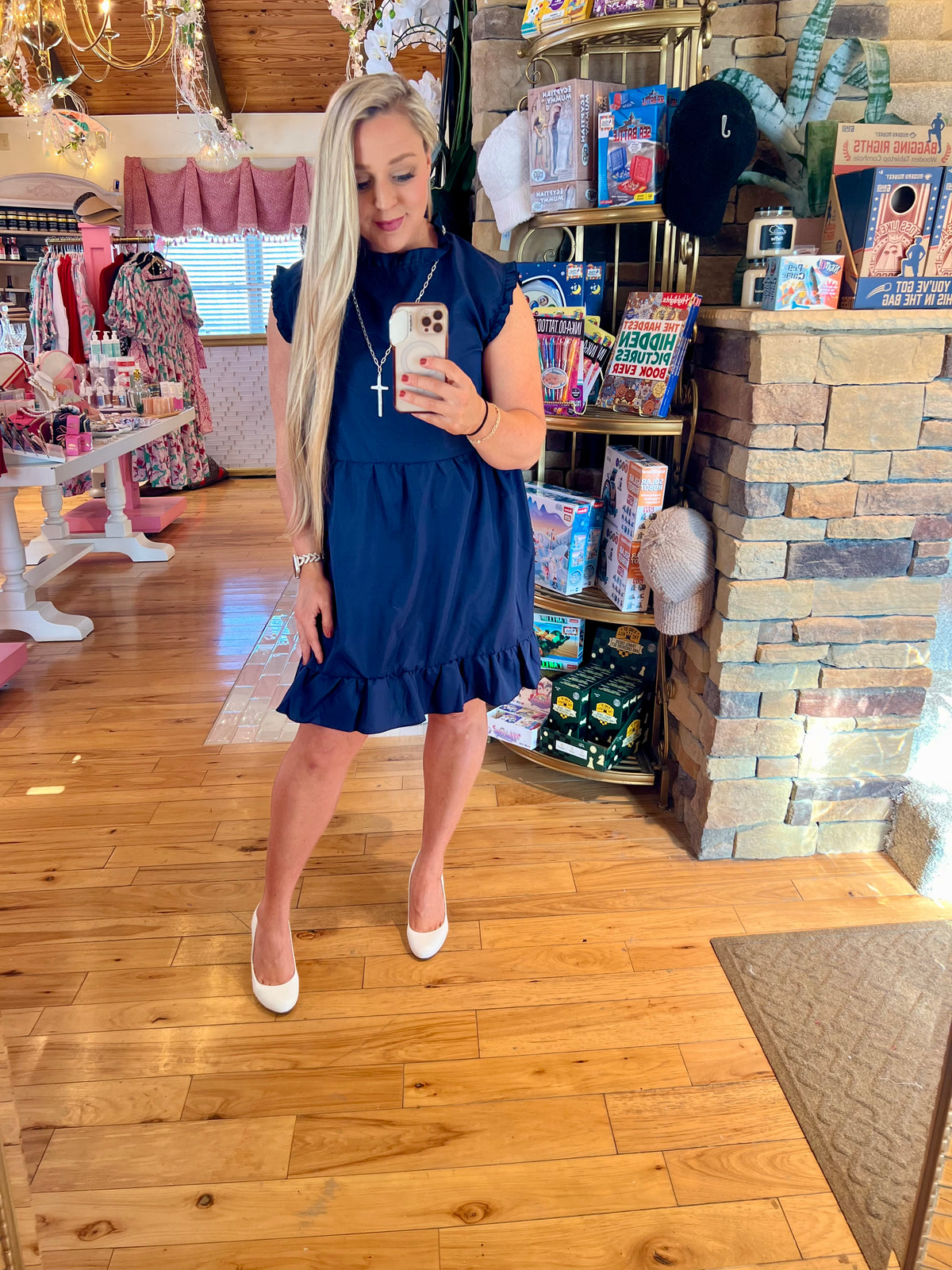 Navy Ruffle Dress