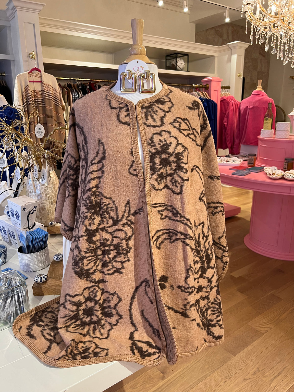 Taupe & Brown Floral Cape