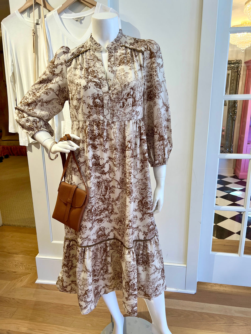 Brown Abstract Midi Dress