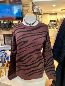 Brown & Black Zebra Print Sweater