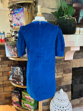 Load image into Gallery viewer, Royal Blue Puff Sleeve Corduroy Dress
