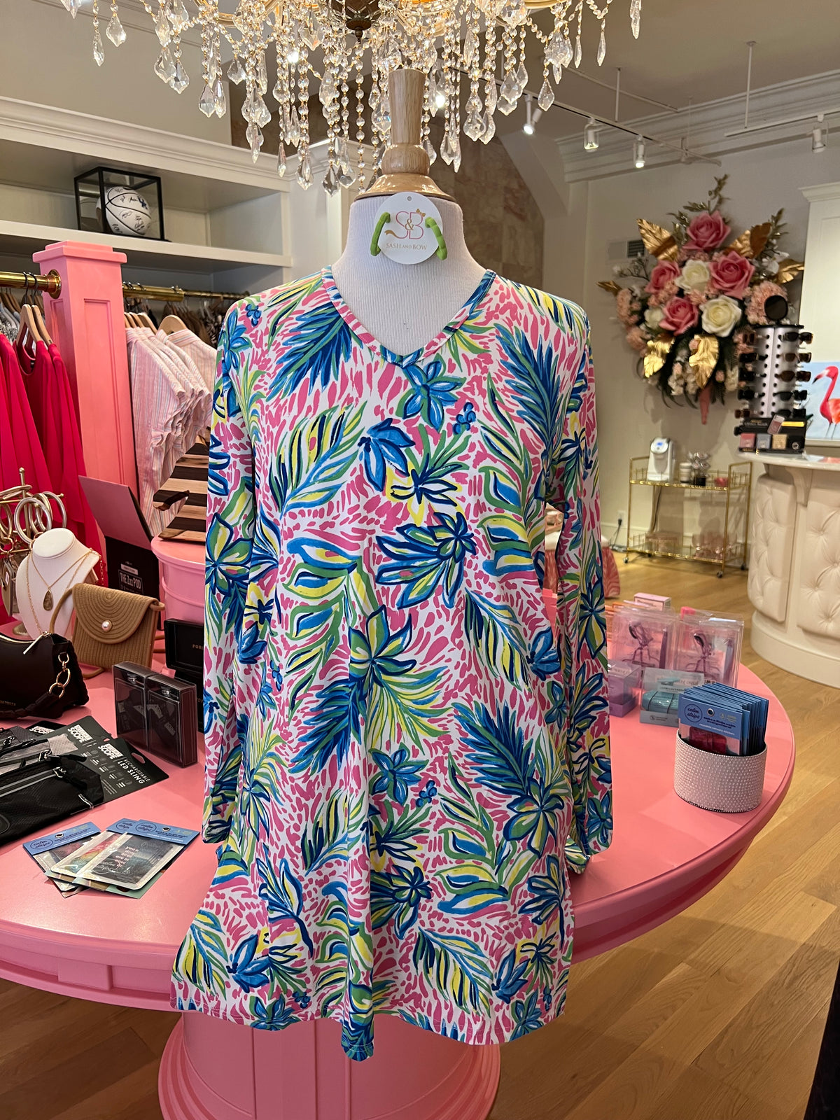 Tropical Print Tunic w/Pockets