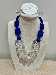 Royal Blue & Clear Chunky Necklace Set