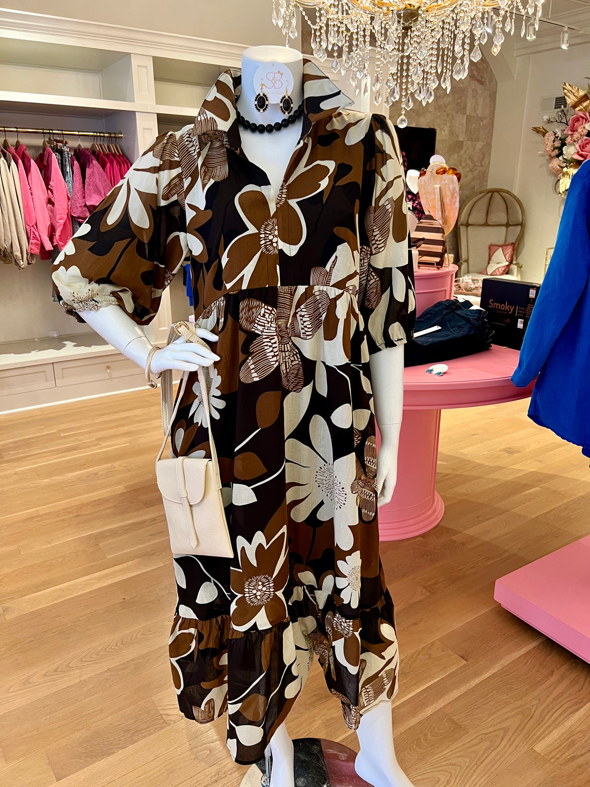 Floral Abstract Tiered Dress