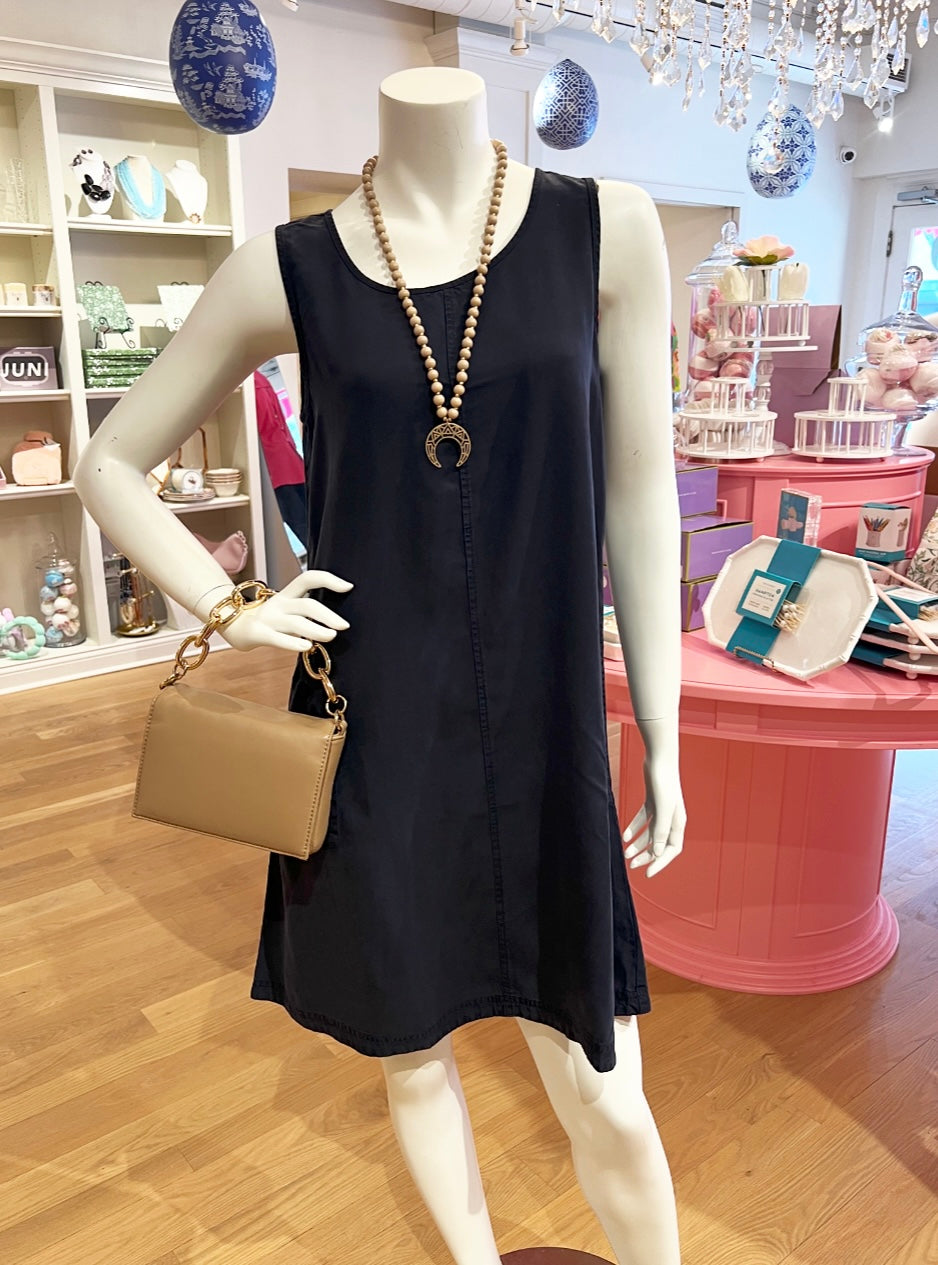 Navy Sleeveless Woven Dress