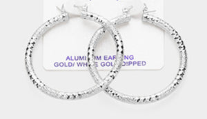 Silver Textured Hoop