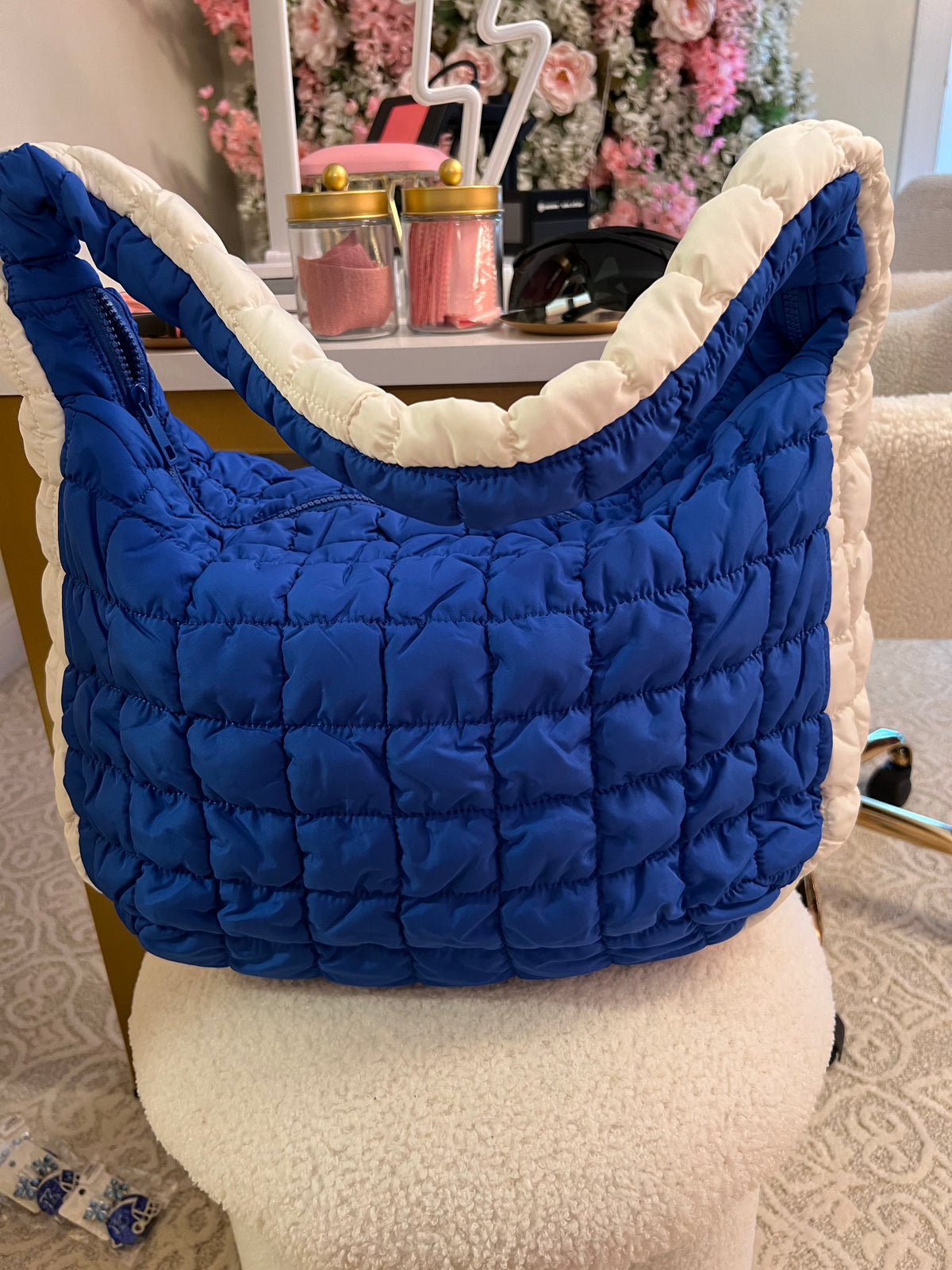 Royal Blue & White Quilted Bag