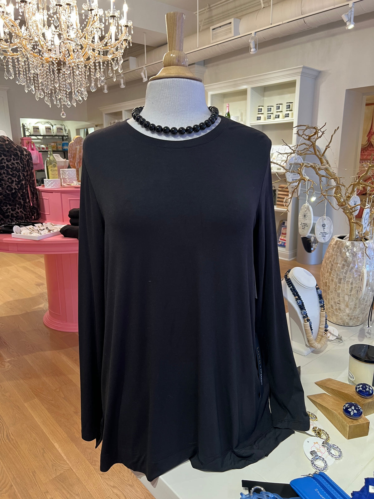 Black Long Sleeve Scoop Neck