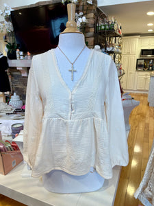 Ivory Gauze Embroidered Top