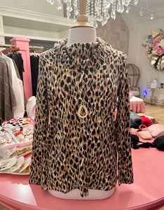 Leopard Print Cowl Neck Sweater
