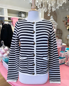 Navy Stripe Cardigan Jacket