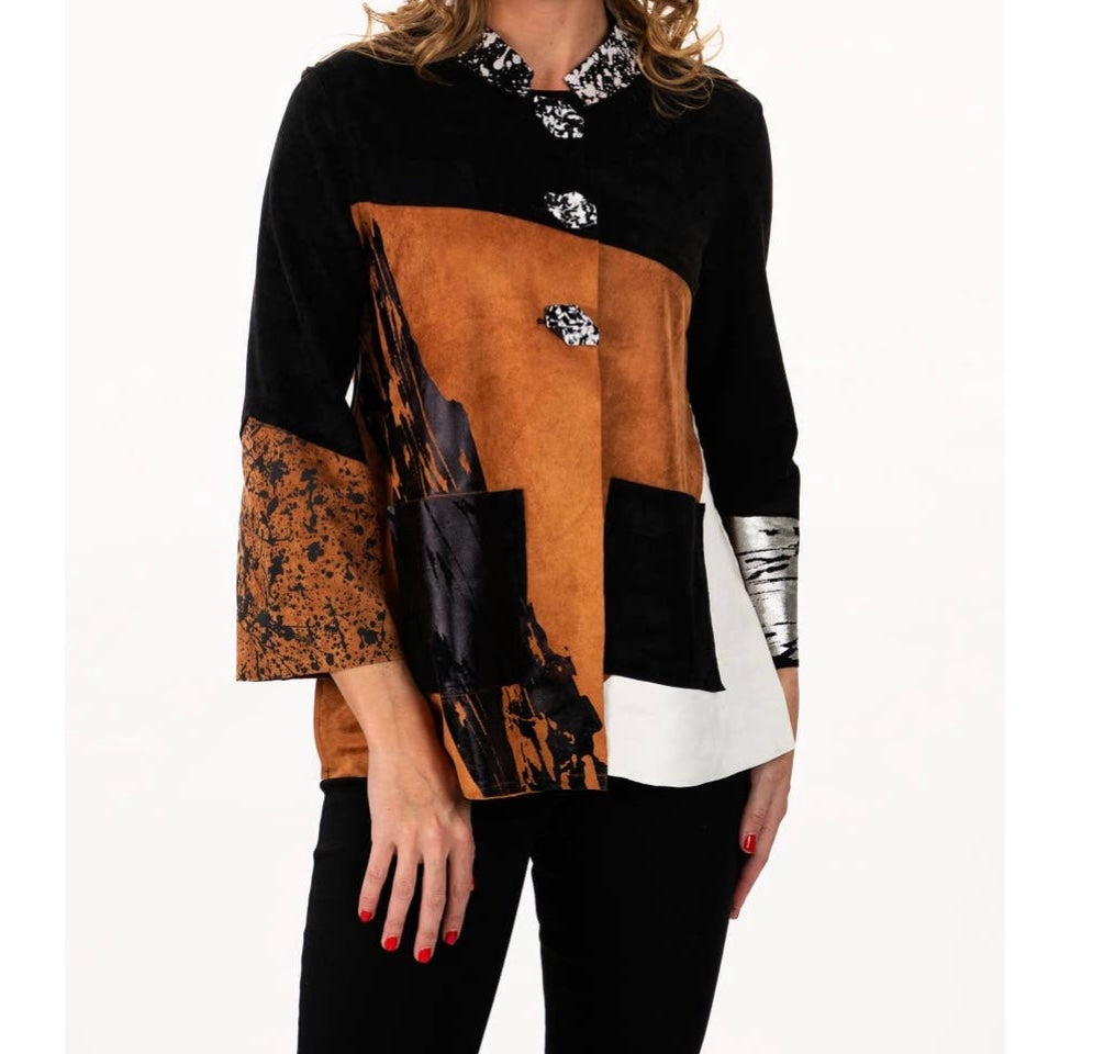 Black & Cognac Collar Jacket