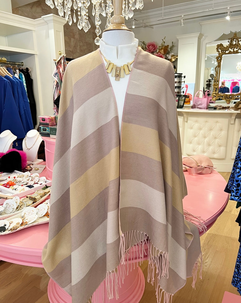 Mauve & Khaki Stripe Wrap