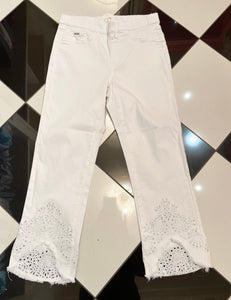 White Pull On Crop Denim