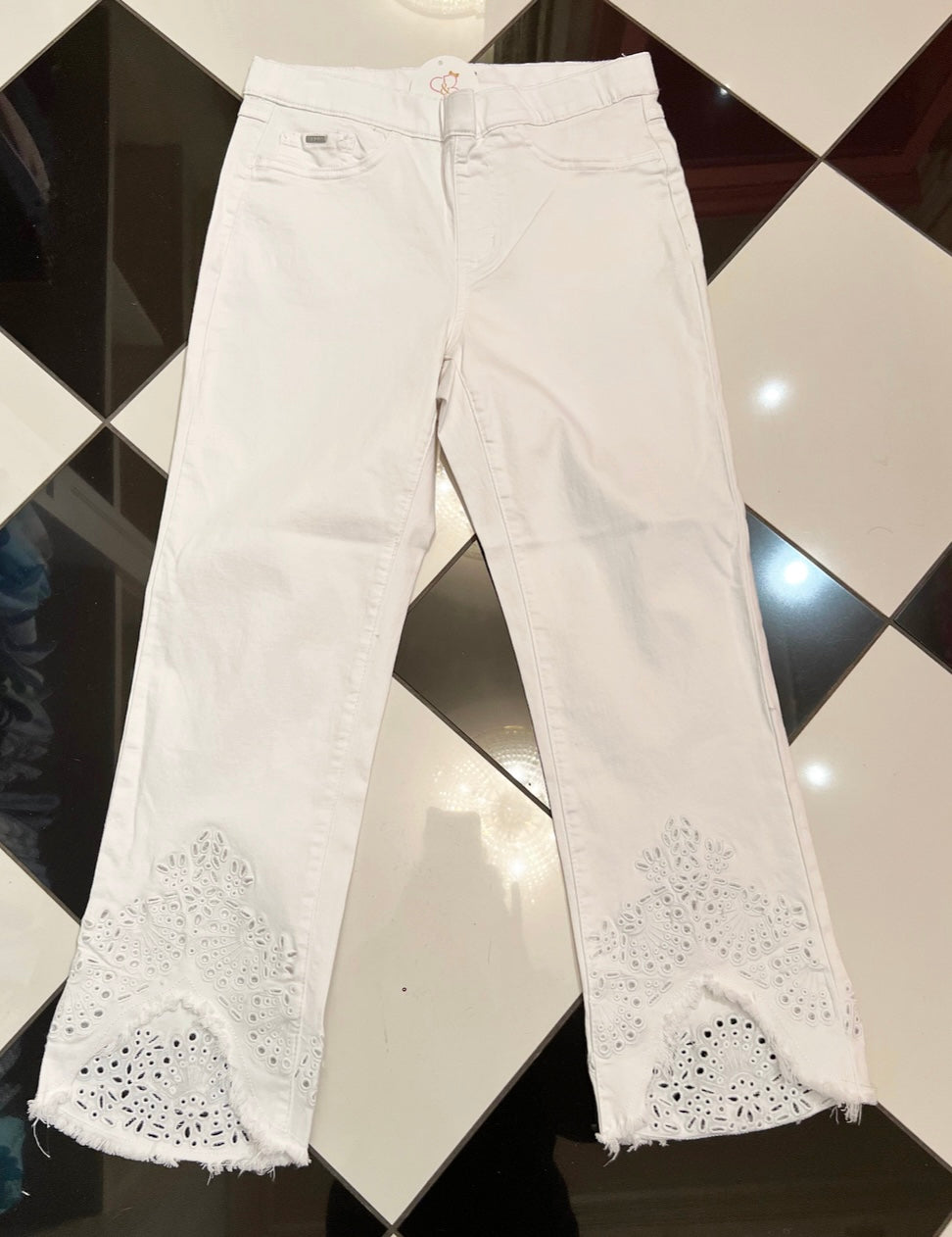 White Pull On Crop Denim