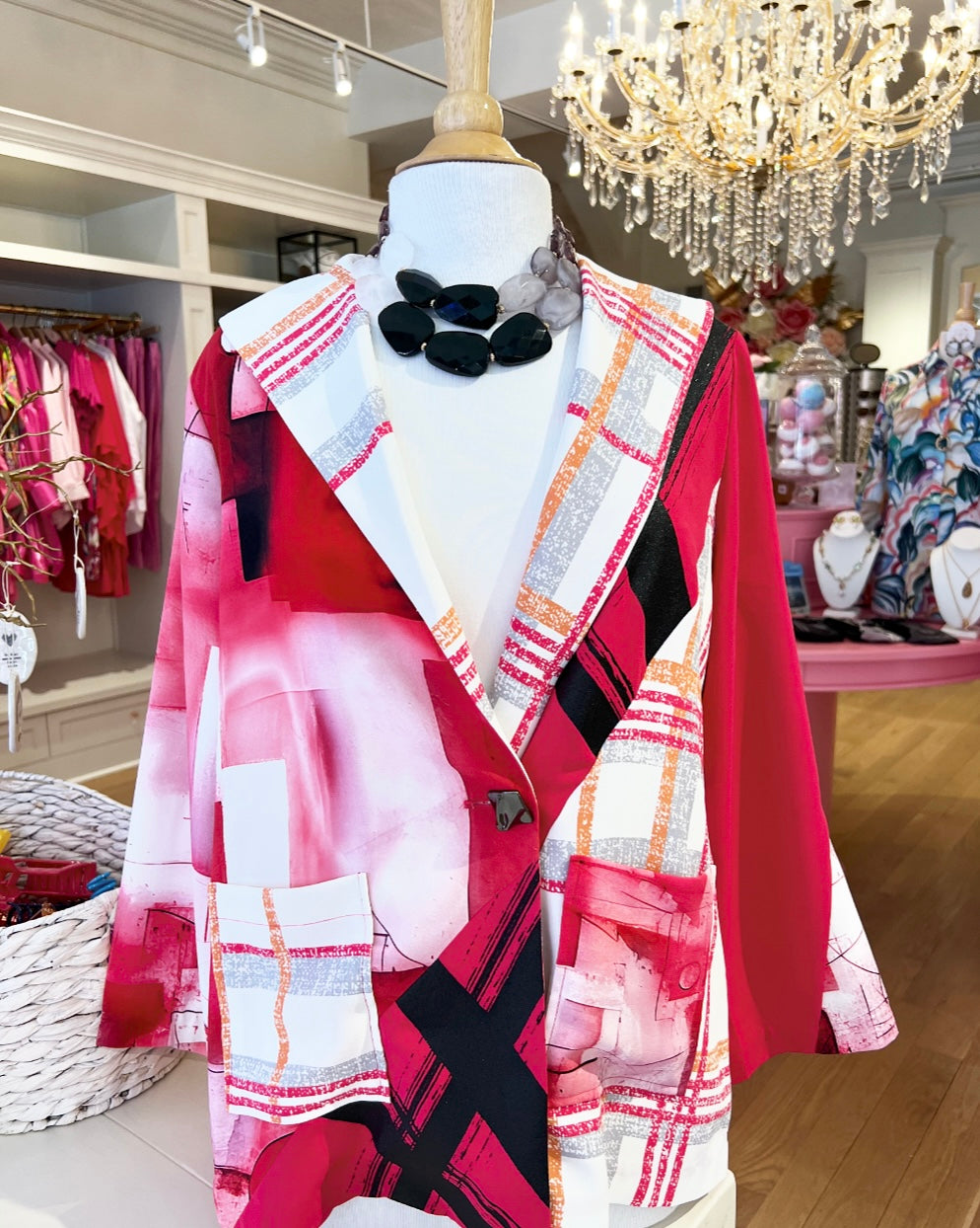Pink Mixed Media Jacket