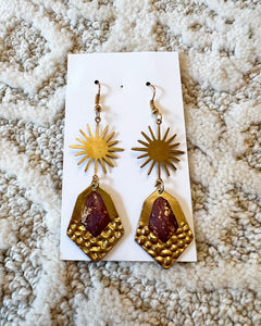 Granite Sunburst Brass Earring