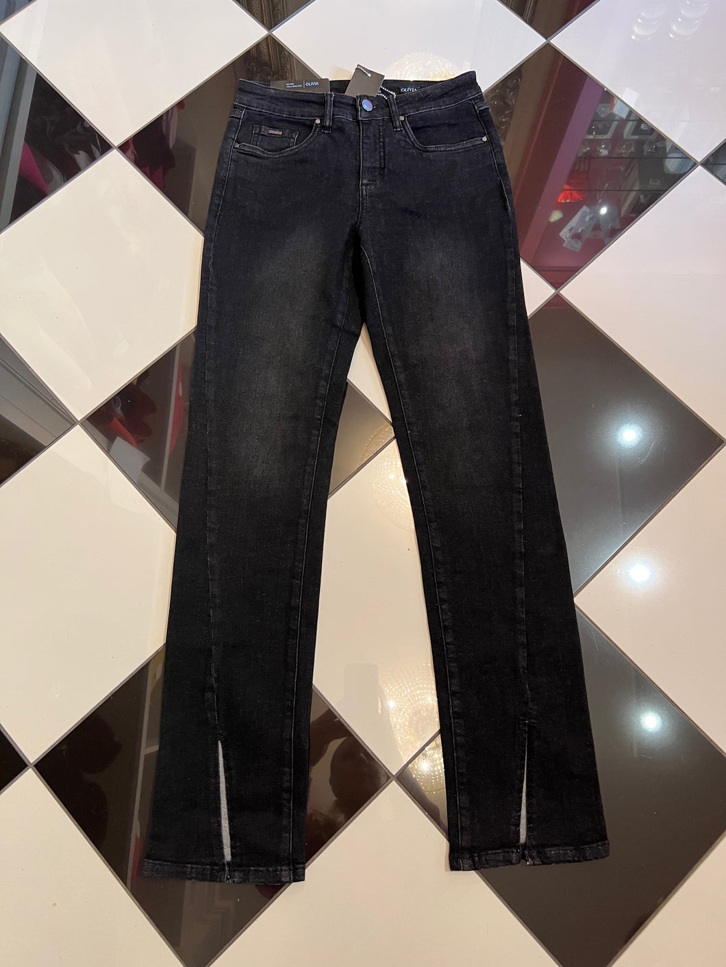 Black Denim w/Split Hemline