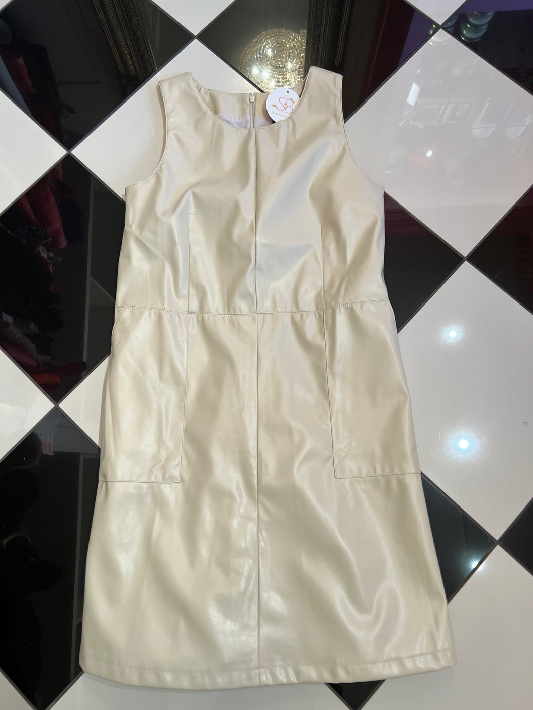 Ivory Faux Leather Dress