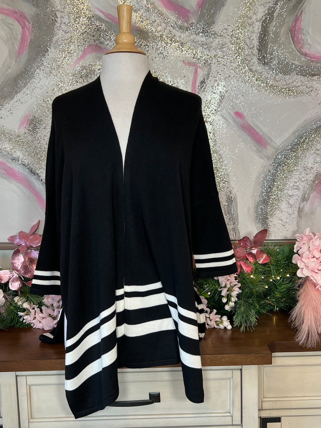 Black Striped Cardigan