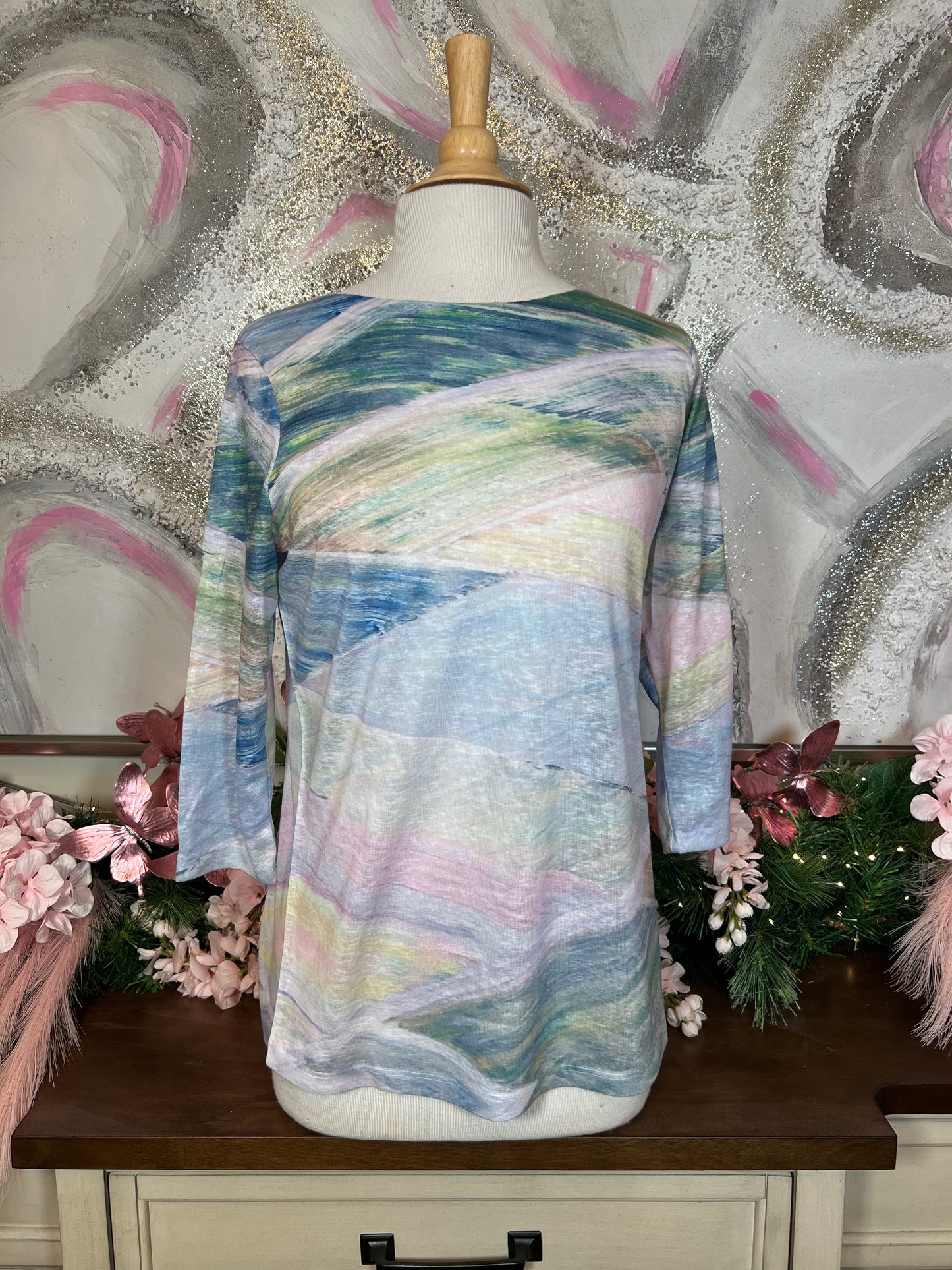 Fields of Green 3/4 Sleeve Top