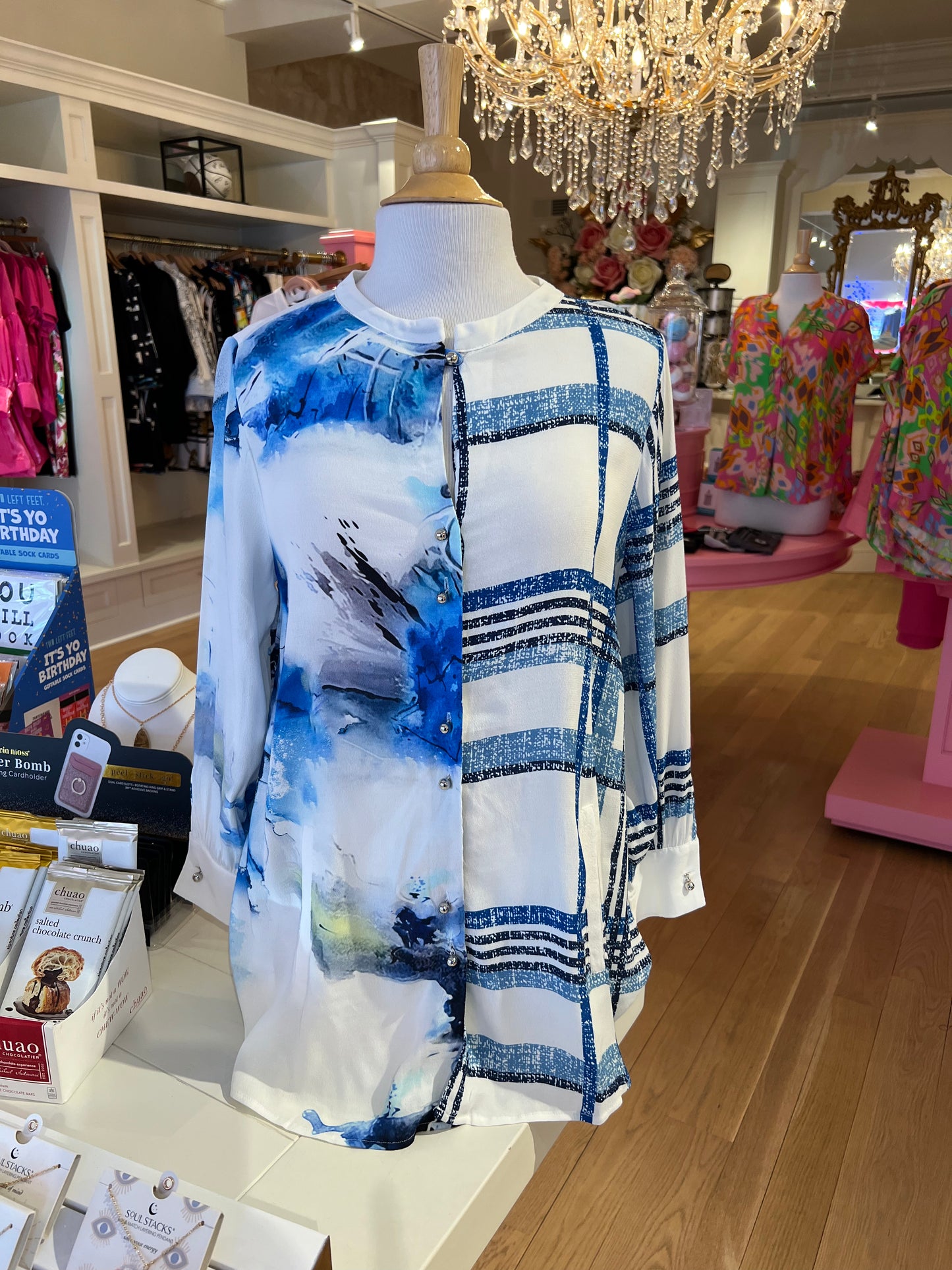 Blue Mixed Media Top