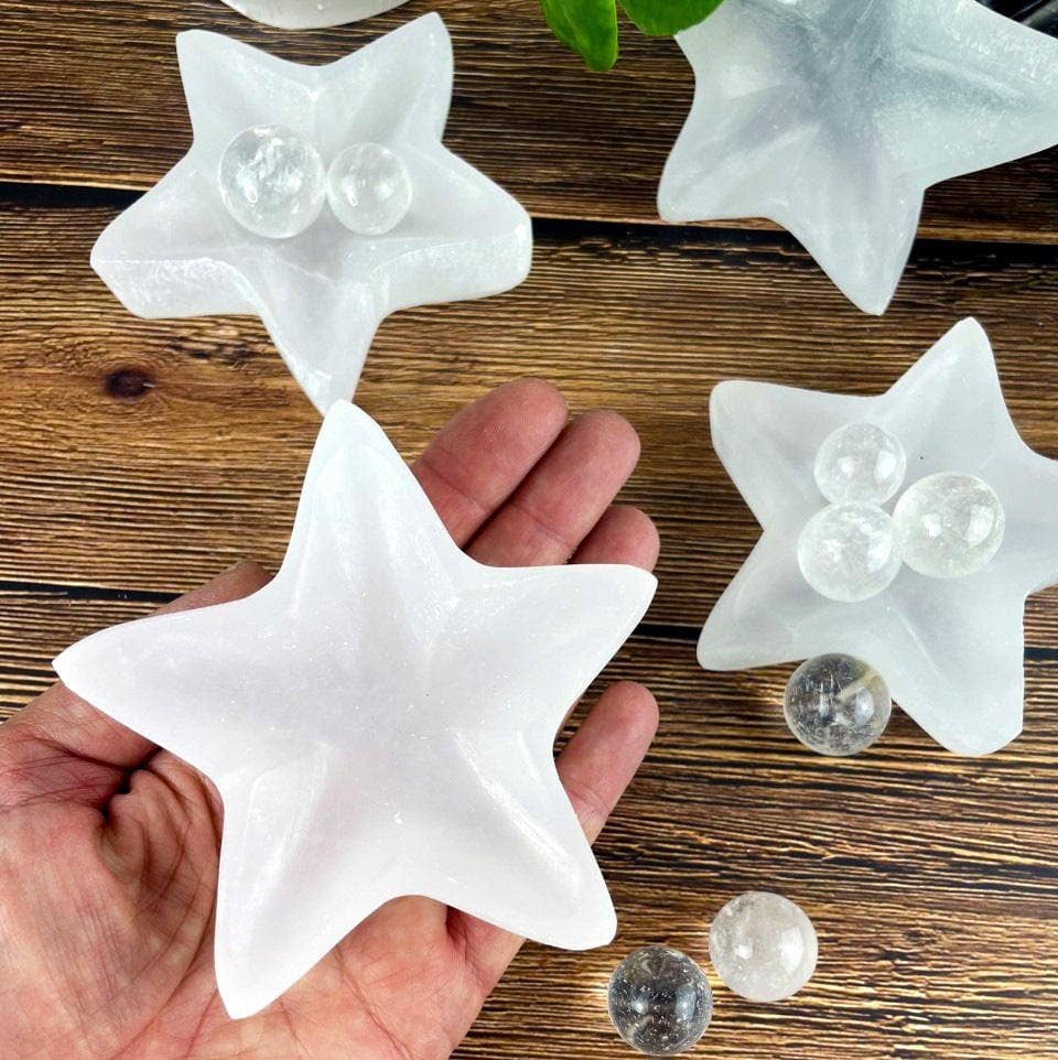 Crystal Star Selenite Reiki Charging Bowl Altar Plate