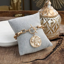 Load image into Gallery viewer, Urban Token – Cable Chain Toggle Bracelet with Coin Charm
