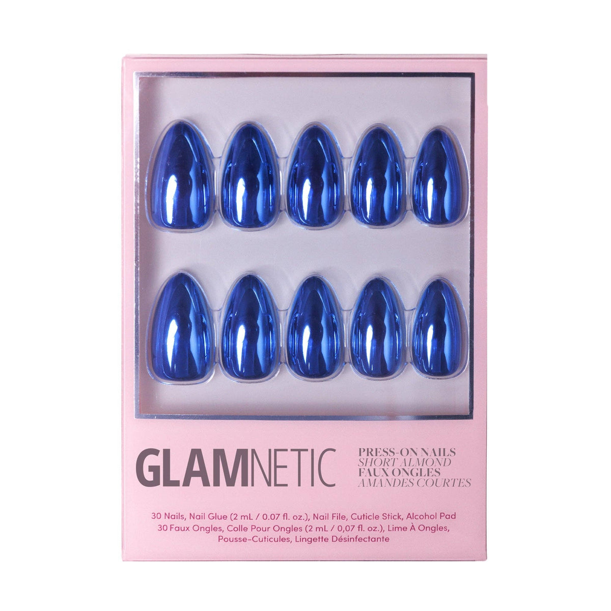 Blue Steel Press-On Nails | Short Almond Metallic Blue