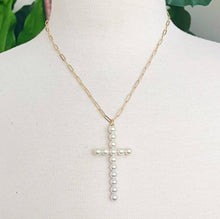 Load image into Gallery viewer, Pearl Cross Necklace
