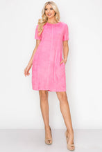 Load image into Gallery viewer, Audrey Bubblegum Stretch Round-Neck Dress with Pockets
