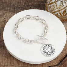 Load image into Gallery viewer, Urban Token – Cable Chain Toggle Bracelet with Coin Charm
