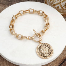 Load image into Gallery viewer, Urban Token – Cable Chain Toggle Bracelet with Coin Charm
