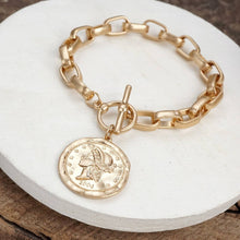 Load image into Gallery viewer, Urban Token – Cable Chain Toggle Bracelet with Coin Charm
