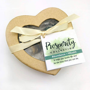 Crystal Healing Prosperity Set of Stones in Heart Shaped Box